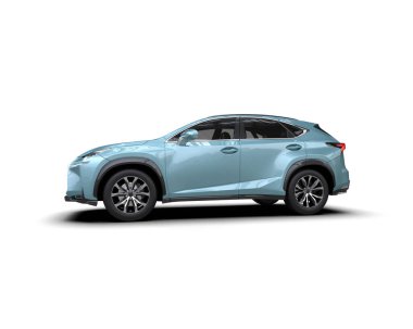 beyaz arkaplanda modern mavi araba