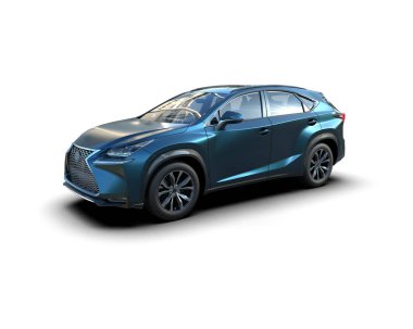 beyaz arka planda siyah modern araba, 3 boyutlu görüntüleme