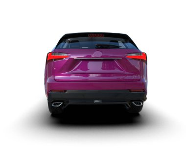 Beyaz bir arka planda modern pembe bir çapraz araba. 3d oluşturma