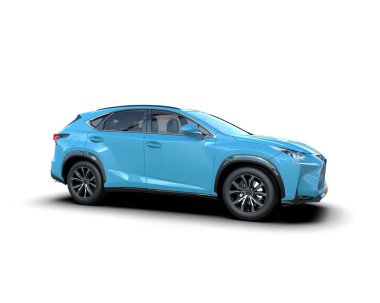 Beyaz arka planda lüks modern araba, yan görünüm.