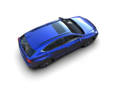 açık arkaplanda modern mavi araba 3 boyutlu görüntüleme