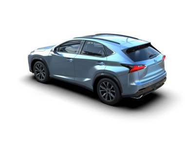 modern SUV arabası beyaz arka planda izole edilmiş 3 boyutlu görüntüleme