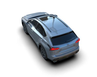 siyah modern SUV araba - arkasında üst görünüm - 3 boyutlu render