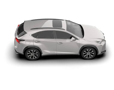 Gölgeli gri arka planda modern şehir arabası - 3 boyutlu illüstrasyon