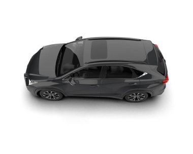 Tasarımınız için boş alanı olan siyah modern aile arabası. 3d oluşturma