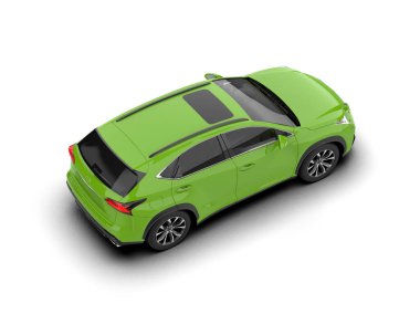 yeşil şehir arabası beyaz arka planda izole edilmiş