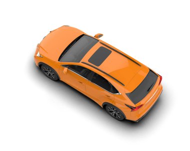 turuncu modern spor araba üst görünümü beyaz arkaplanda izole