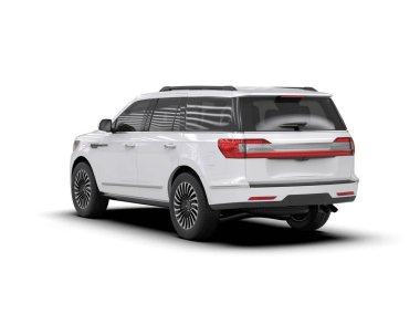 Beyaz arka planda modern beyaz lüks araba. 3d oluşturma