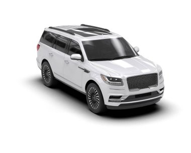 Beyaz arka planda izole edilmiş gümüş renkli lüks araba. 3d illüstrasyon