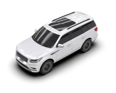 Beyaz modern lüks aile SUV arabası - 3 boyutlu.