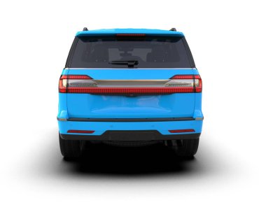 mavi araba beyaz arkaplanda izole edildi