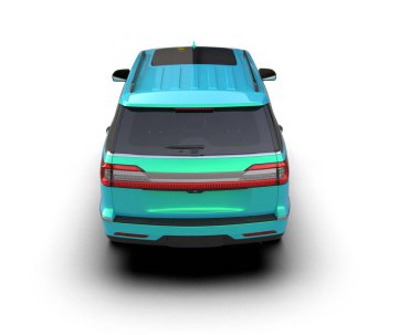 Beyaz arkaplanda izole edilmiş bir arabanın 3 boyutlu görüntüsü