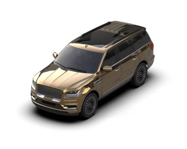 Beyaz arka planda izole edilmiş modern lüks arazi aracı. 3 Boyutlu Hazırlama