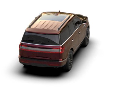 Beyaz bir arka planda izole edilmiş bir stüdyodaki yansıtıcı kamyonetin 3 boyutlu görüntüsü.