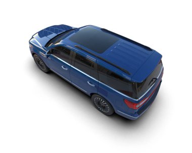 Mavi lüks modern işletme yönetici arabası - beyaz arka planda izole edilmiş