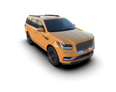 Modern araba arka planda izole edilmiş. 3D görüntüleme - illüstrasyon