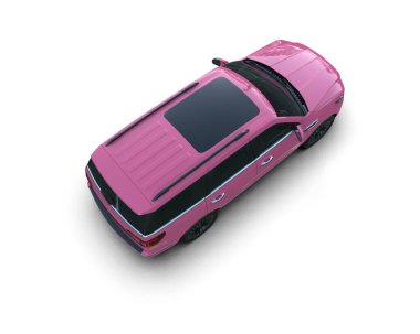 Beyaz arka planda pembe spor araba 3 boyutlu görüntüleme