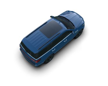 mavi araba beyaz arkaplanda izole edildi