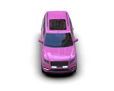 Pembe modern araba beyaz arka planda izole edilmiş - 3 boyutlu illüstrasyon