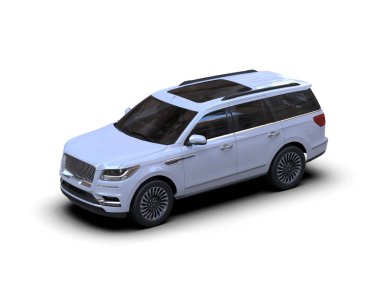 Beyaz lüks cip. Beyaz arkaplanda 3 boyutlu görüntüleme izole edildi