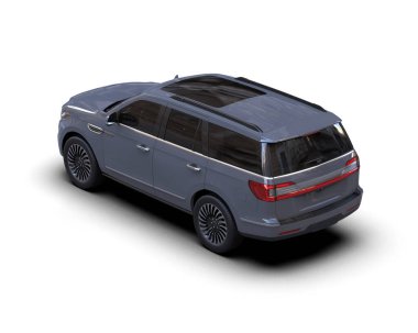Beyaz arkaplanda izole edilmiş 3 boyutlu bir SUV görüntüleme