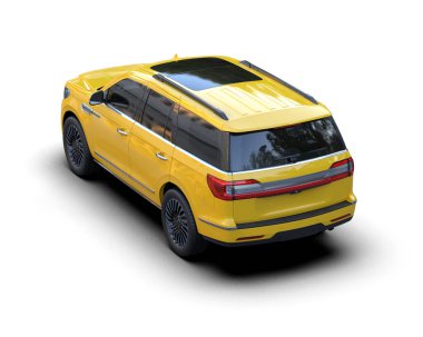 Modern araba beyazda izole edilmiş. 3D görüntüleme - illüstrasyon