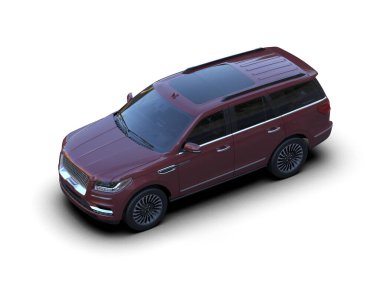 Modern araba beyaz arka planda izole edilmiş. 3d oluşturma