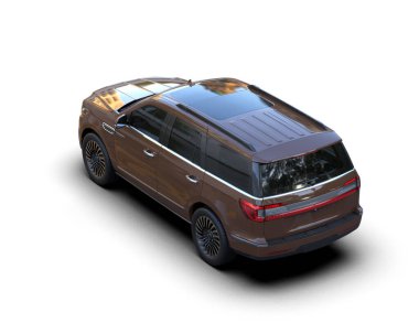 modern lüks araba gölgeli beyaz arka planda izole edilmiş - 3 boyutlu illüstrasyon