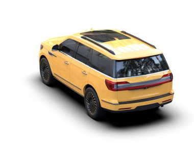 sarı modern araba beyaz arka planda izole