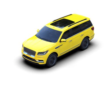 Sarı lüks araba. Beyaz arka planda izole edilmiş. 3d illüstrasyon.