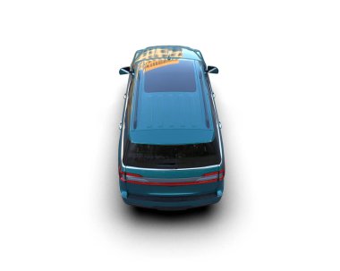 mavi modern araba beyaz arka planda izole edildi