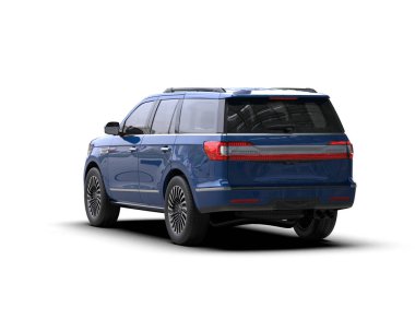 Modern lüks mavi SUV - ön manzara. 3d oluşturma