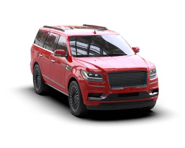Kırmızı SUV ailesi arka planda izole edildi. 3d oluşturma