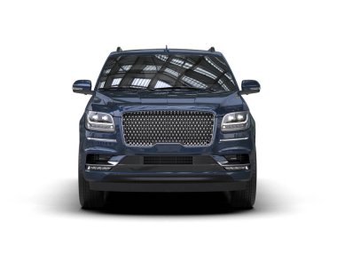 Beyaz arkaplanı olan mavi araba