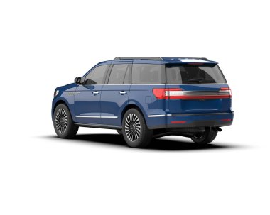 Modern mavi SUV beyaz üzerine.