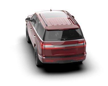 Beyaz arka planda kırmızı kamyonet. 3d oluşturma