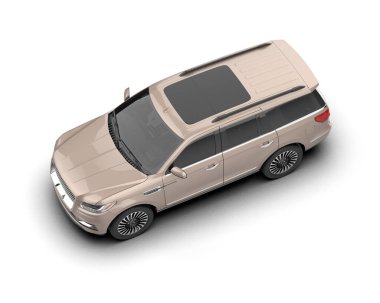 Kendi mesajın için boş yeri olan modern bir cip arabası. 3D görüntüleme. izole