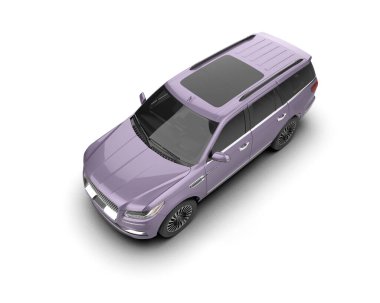 Beyaz arka planda izole edilmiş lüks bir SUV 'un 3 boyutlu görüntüsü.