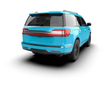 beyaz arka planda modern mavi araba 3 boyutlu görüntüleme