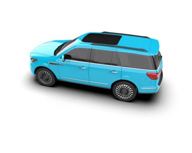Mavi arka planda modern lüks bir araba. izole edilmiş 3d oluşturucu