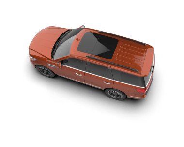 Kırmızı SUV aracı beyazda izole edildi. 3d oluşturma