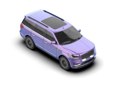 Beyaz arka planda mavi modern bir araba. 3d oluşturma.