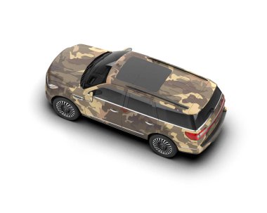 Beyaz arka planda modern bir araba. 3d oluşturma