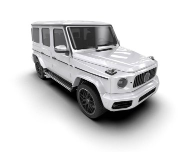 Stüdyo ortamında markasız bir SUV 'un 3 boyutlu çizimi
