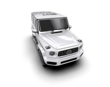 gümüş renkli lüks modern araba - üst taraf görünümü - beyaz arka planda izole