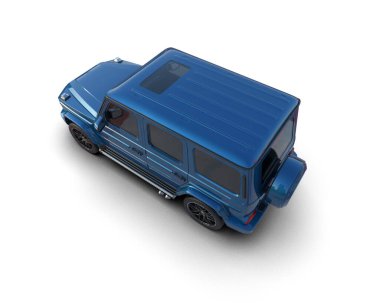 Aile ve aile için mavi kamyonet. 3d illüstrasyon