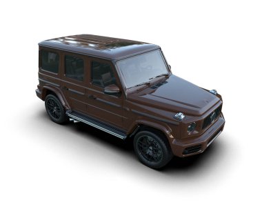 modern SUv beyaz bir arkaplanda izole edilmiş 3 boyutlu görüntüleme