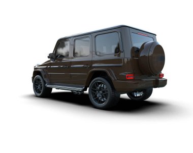 Beyaz arka planda siyah lüks SUV. 3d illüstrasyon.