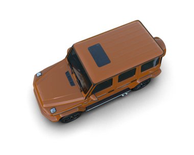 Beyaz arka planda modern şehir minivanı. Parlak gölgeli 3D model