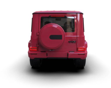 Beyaz arka plan üzerinde izole kırmızı elektrikli otomobil